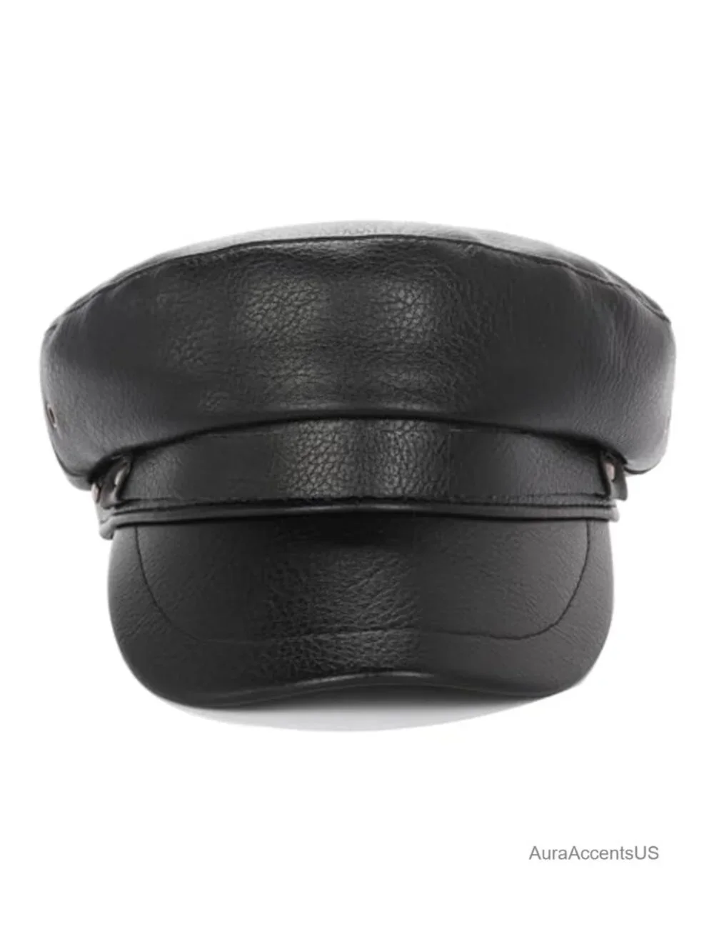 PU Leather Newsboy Cap Adjustable Faux Leather Hat Women Biker Baker Boy